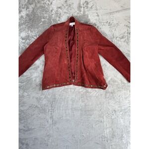 VTG Pamela McCoy Cognac Suede Leather Grommet Cascade Jacket W Sz‎ Small